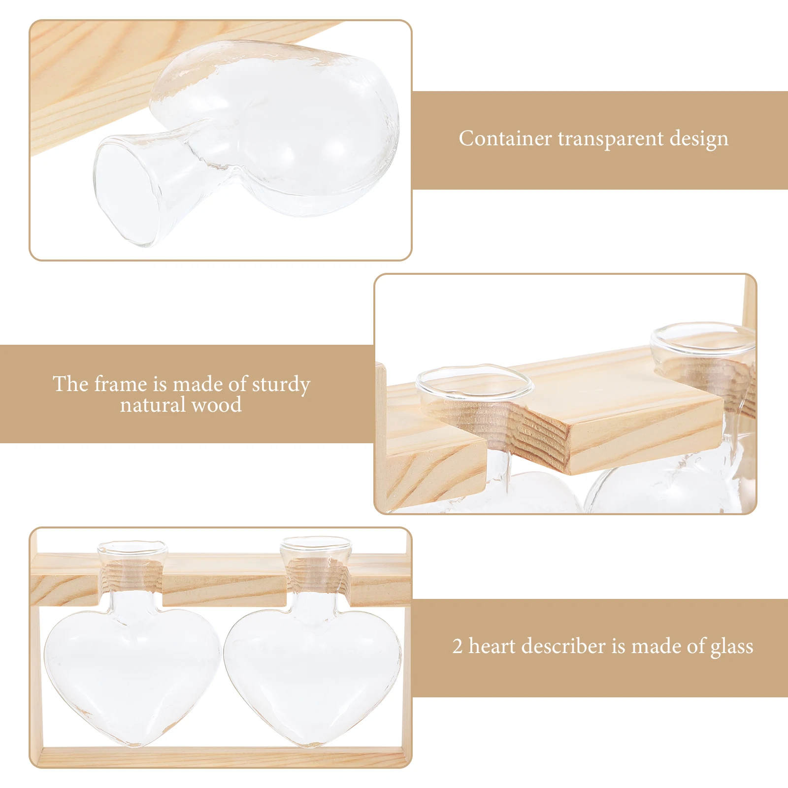 

2pcs Creative Glass Vase Transparent Plant Vase Indoor Desktop Planter With Wooden Stand For Indoor Plants Air Terrarium