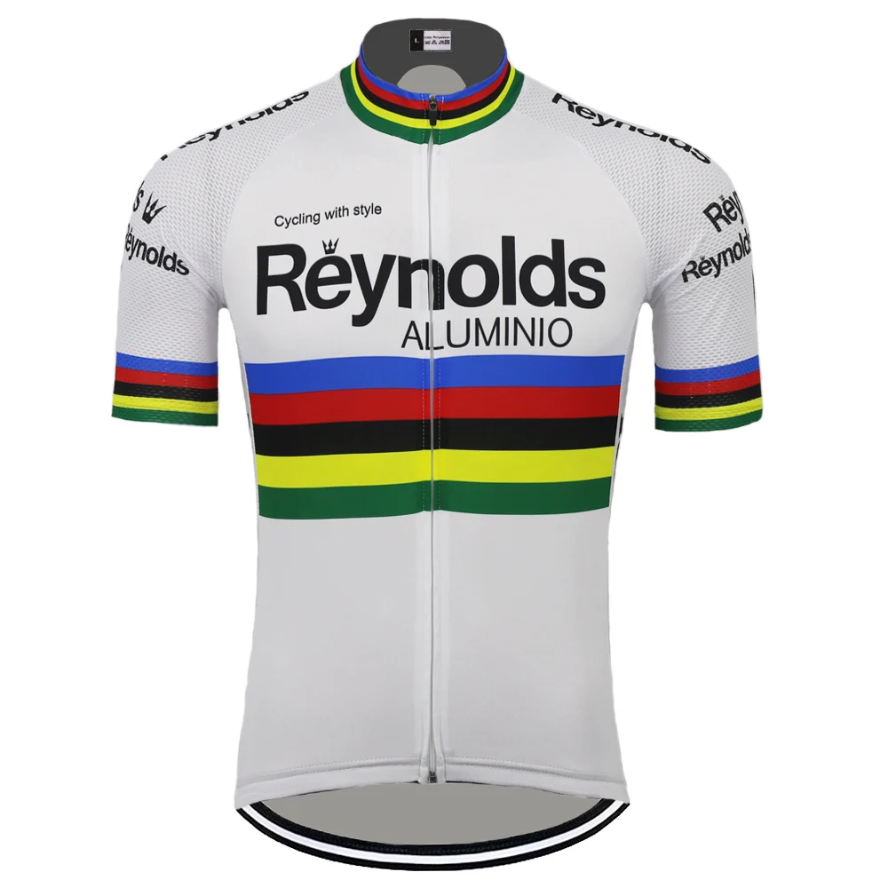 Reynolds Cycling Jersey Retro Men Short Sleeves Bike Clothing Summer Breathable Quick Drying Outdoor Sports Jersey