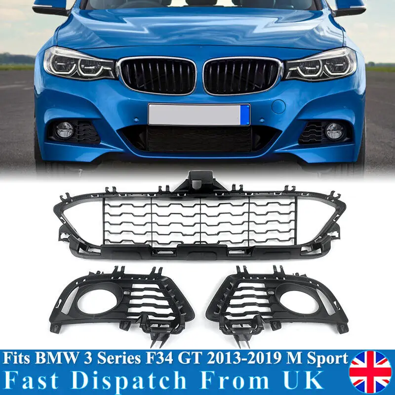 FOR 2013-2019 BMW 3 SERIES F34 GT M SPORT FRONT BUMPER GRILLE & FOG LIGHT COVERS