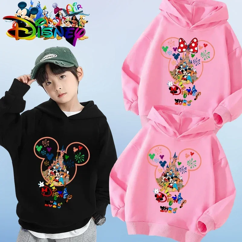 

Children Top Caricature Kawaii Vacation Clothes Hoodie Minnie Mouse Girl Boy Disney Fashion Disneyland Trip Cartoons 2025 Disney