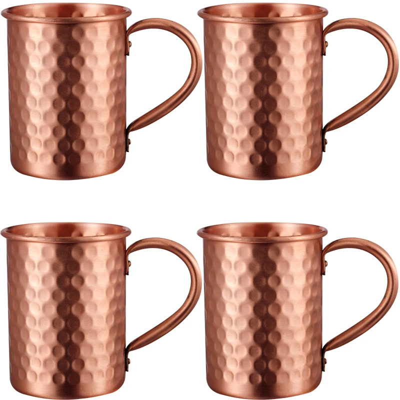 

100% Copper Moscow Mule Mug 1/2/3/4PCS Durable Coppery Beer Mugs Coffee Mug Milk Cup Pure Copper Bar Cup