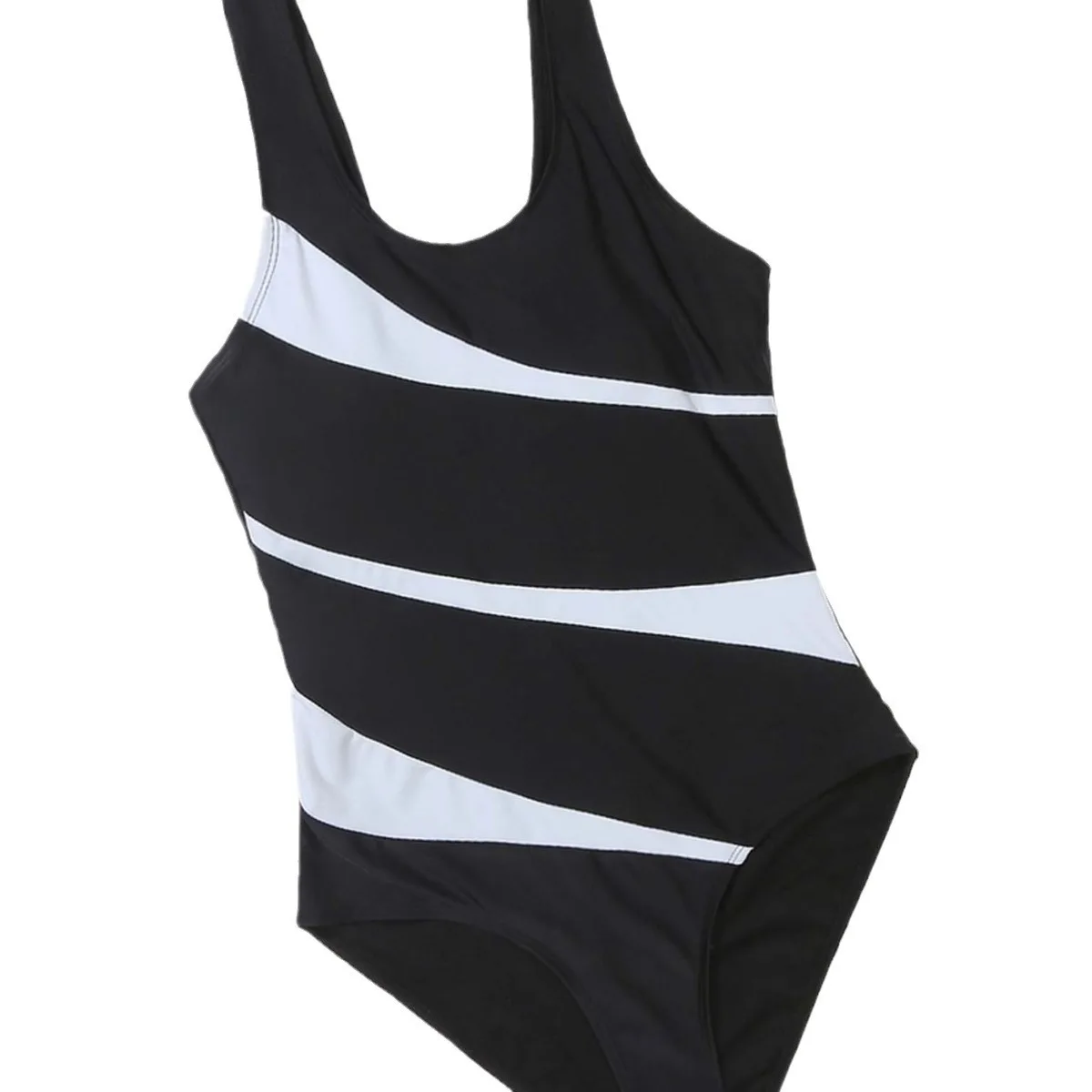 2024 Traje de baño de mujer de bikini de una pieza de cintura alta sexy de bloque de color sólido