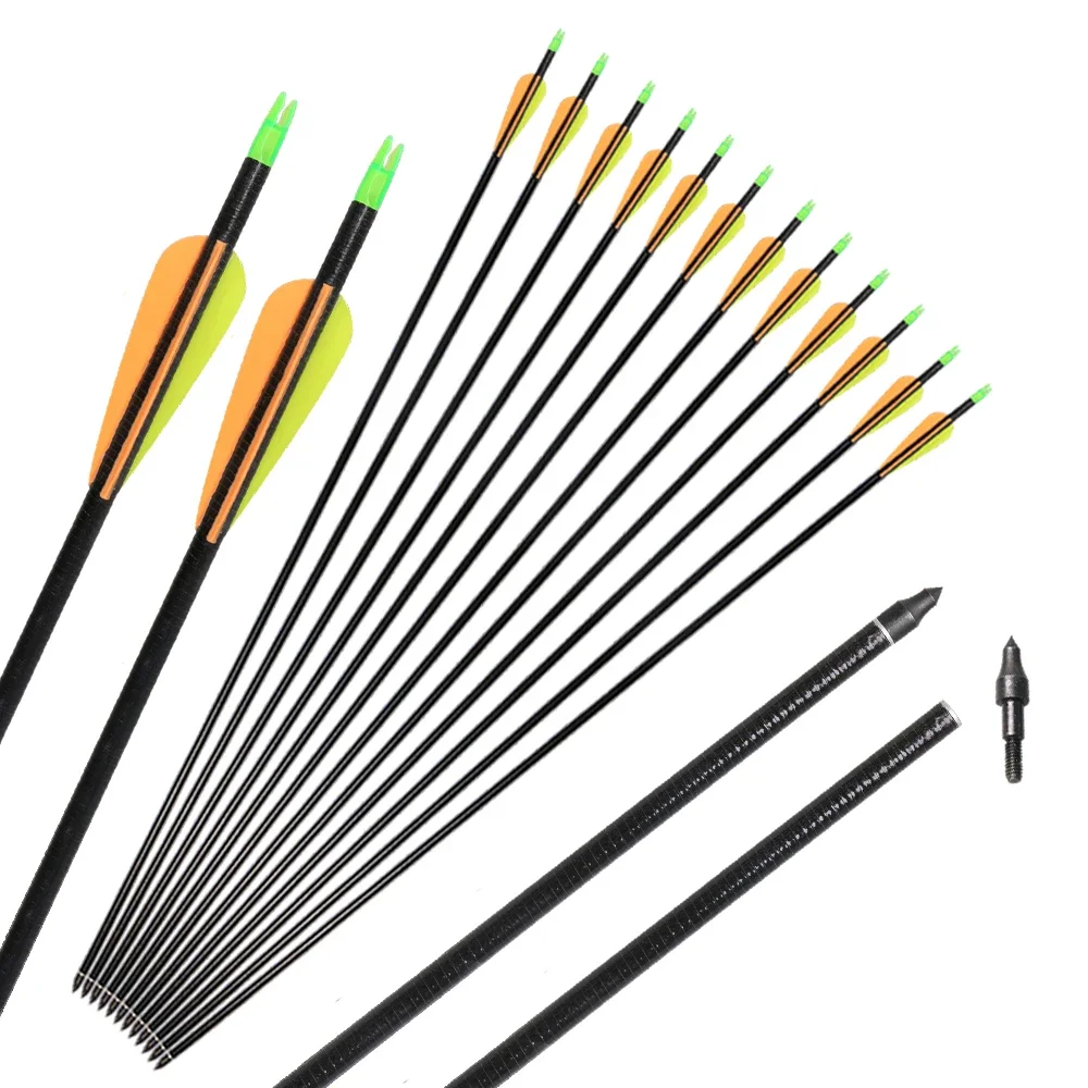 6/12/24pcs 32'' Fiberglass Arrows Spine600-650 Hunting Arrow for Compound Recurve Bow Archery Shooting and Hunting