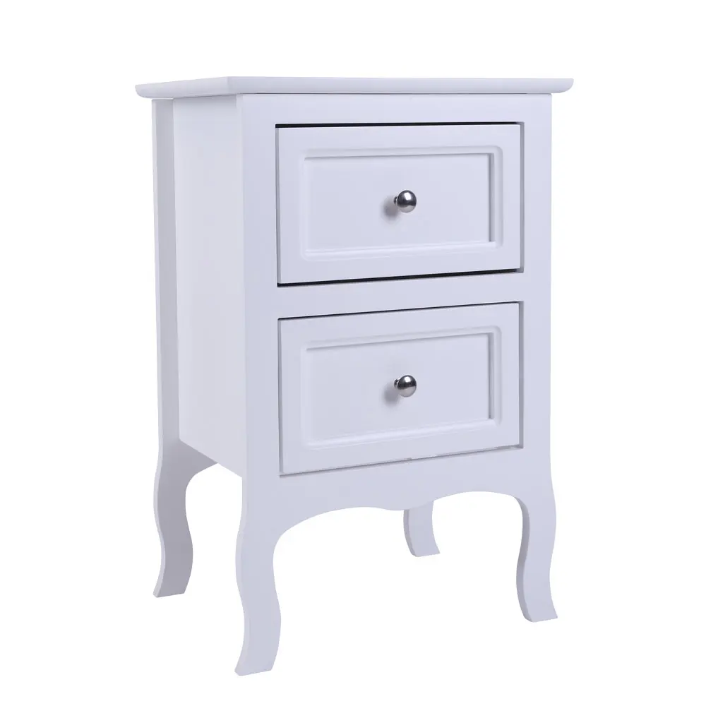 

2-Tier Nightstand Bedside Cabinet Side End Table Country Style Night Table Large Size White