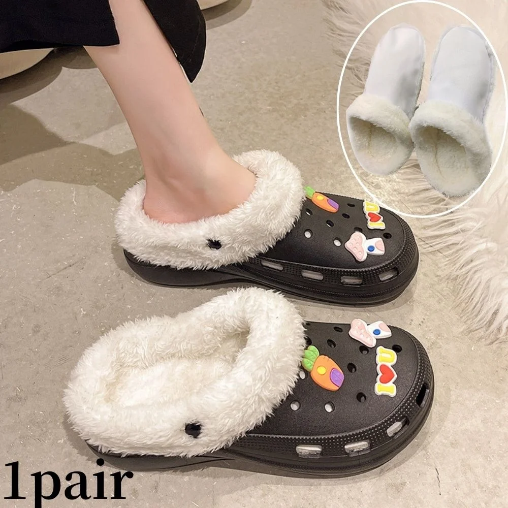 

1Pair Winter Warm Plush Shoes Insoles For Women Men Removable Cotton Sleeve For Clogs Slipper Thicken Fur Liner Shoe Accessories