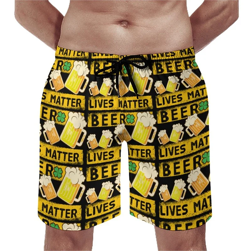 Adult Fun Beer 3D Printed Men's Quick-Drying Breathable Fitness Shorts for Summer Sports and Leisure Pants, Beach Pants