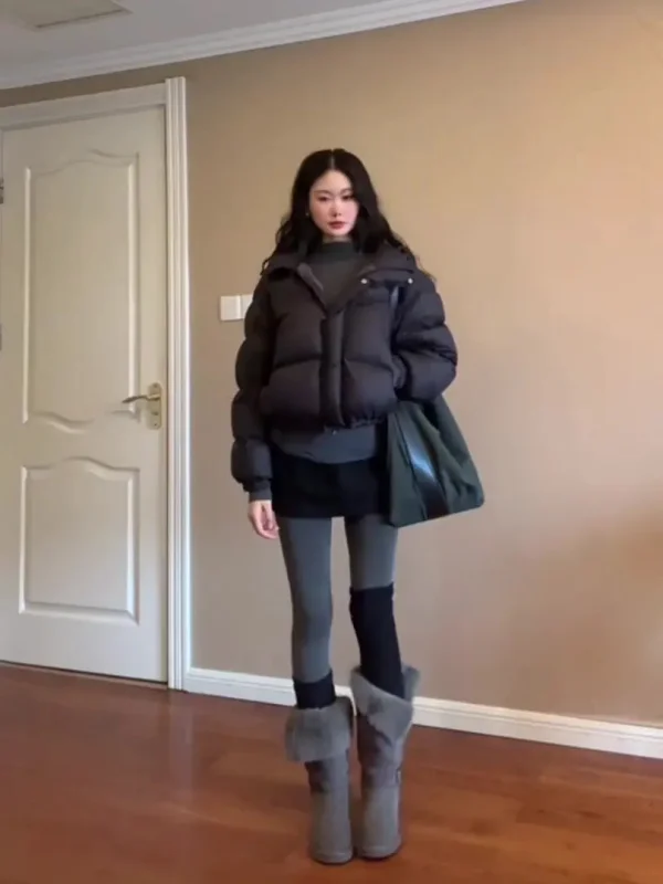 

Ele Bla Cotton Jaet Winter Warm Thiened Loose Sle Korean Version Coat for Small Stature ort Size Faion