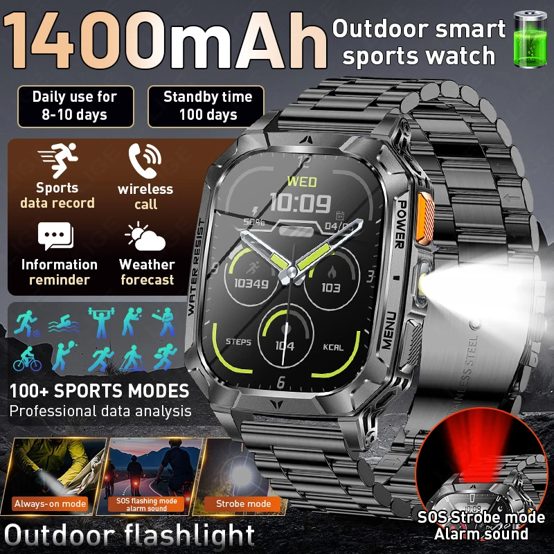 

Умные часы LIGE, 1400 мАч, 2,01-дюймовый экран, Bluetooth, голосовой помощник, часы для занятий спортом, фитнесом, IP68, водонепроницаемые умные часы для мужчин