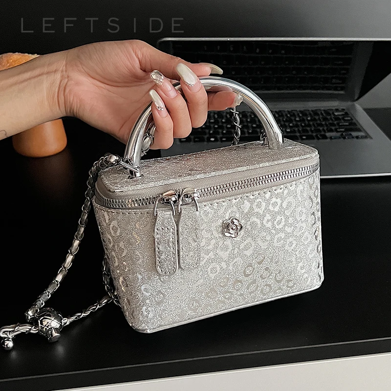 

LEFTSIDE Cute Mini Box PU Leather Crossbody Bag Lady Handbags and Purses Women 2025 Short Handle Chain Shoulder Bag for Phone