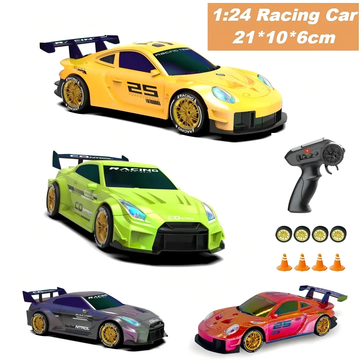 2.4G 4WD RC الانجراف سيارة مع مصباح ليد 1/24 التحكم عن بعد سباق السيارات مركبة استبدال الإطارات المنافسة سباق السيارات لعبة هدية Q228