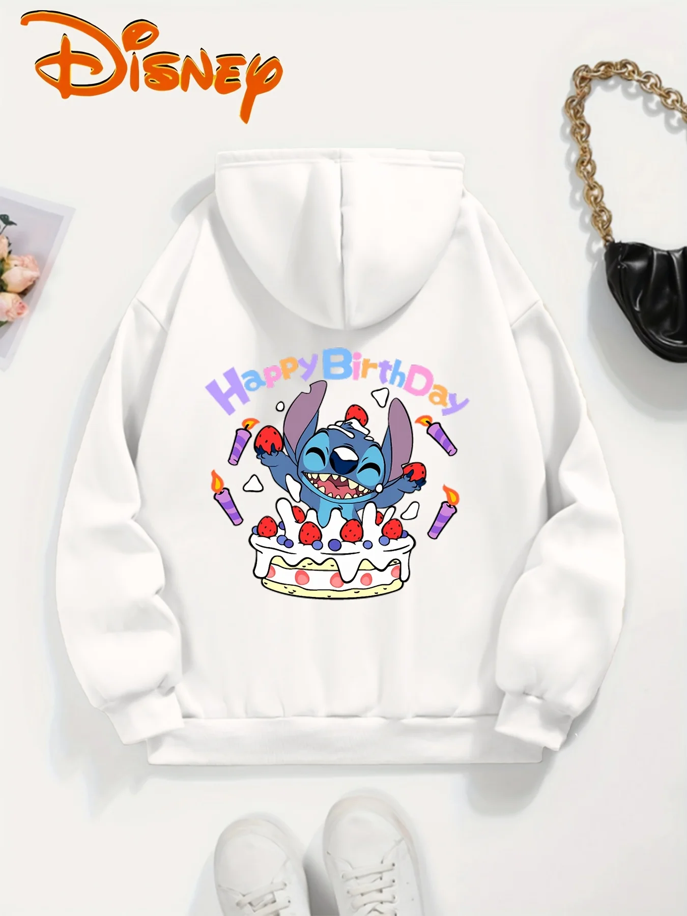 Disney Authorized Stitch Birthday Themed Hooded Sweatshirt with Soft and Cute Printed Cute Cartoon 2025 Autumn/winter New Top