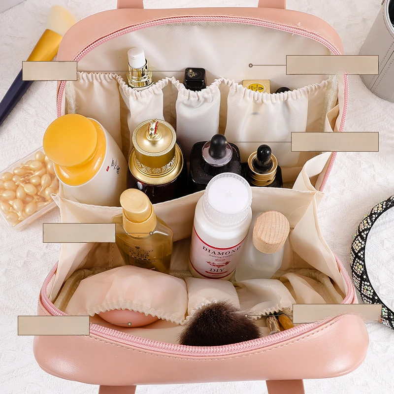 حقيبة مستحضرات تجميل نسائية جديدة سعة كبيرة حقيبة يد محمولة للسفر مقاومة للماء حقيبة تخزين للسفر والأعمال حقيبة تواليت متعددة الوظائف
