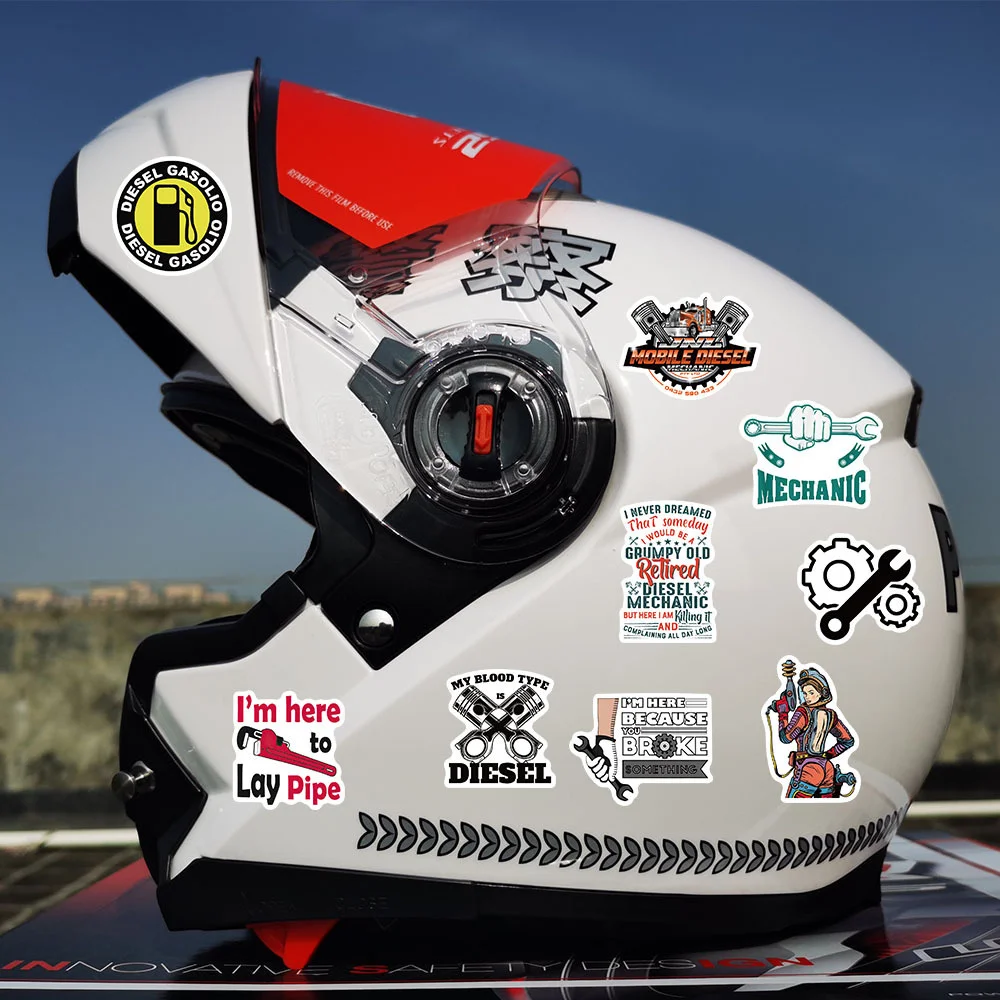 50 PCS Cartoon Personalized Diesel Engine Mechanic Series Stickers Suitable for Luggage Laptop iPad Helmet Diary Stickers