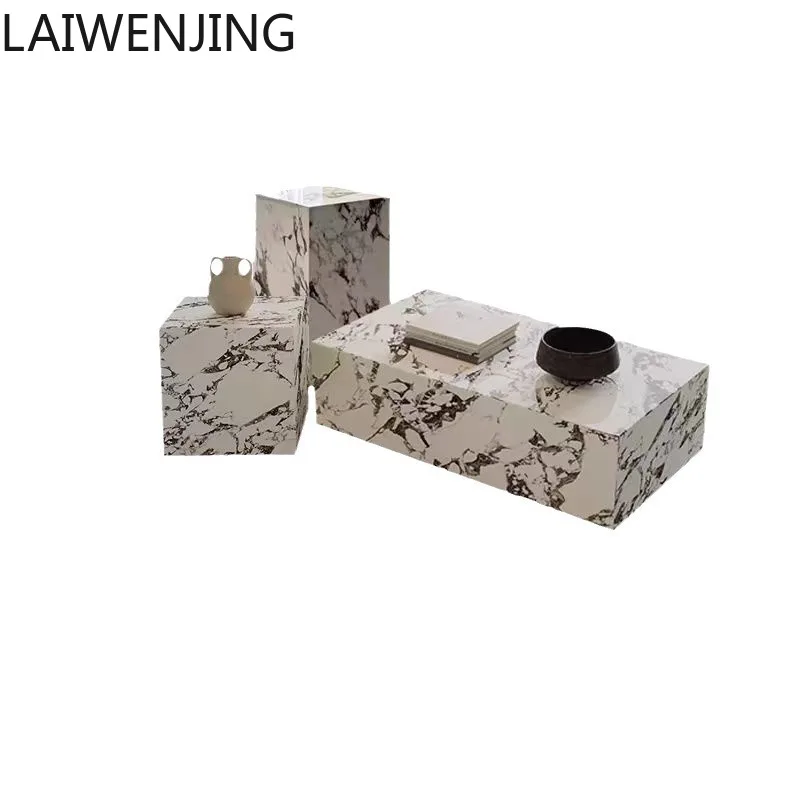 طاولة قهوة SGF من ألواح الصخور الإيطالية، مجموعة طاولة ذات حافة فاخرة وخفيفة وبسيطة