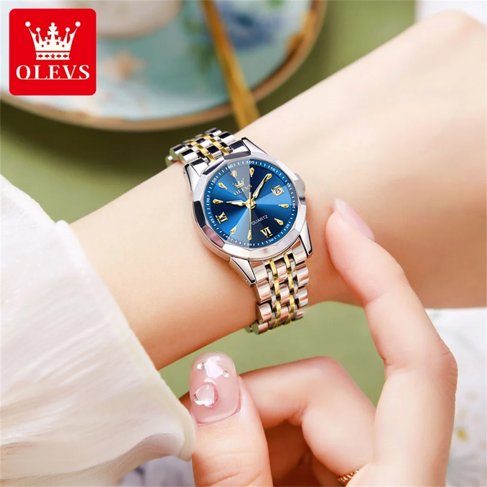 OLEVS Women\'s Watches Elegant Casual Original Quartz Watch for Ladies Wateproof Stainless Steel Date Luminous Wristwatch New