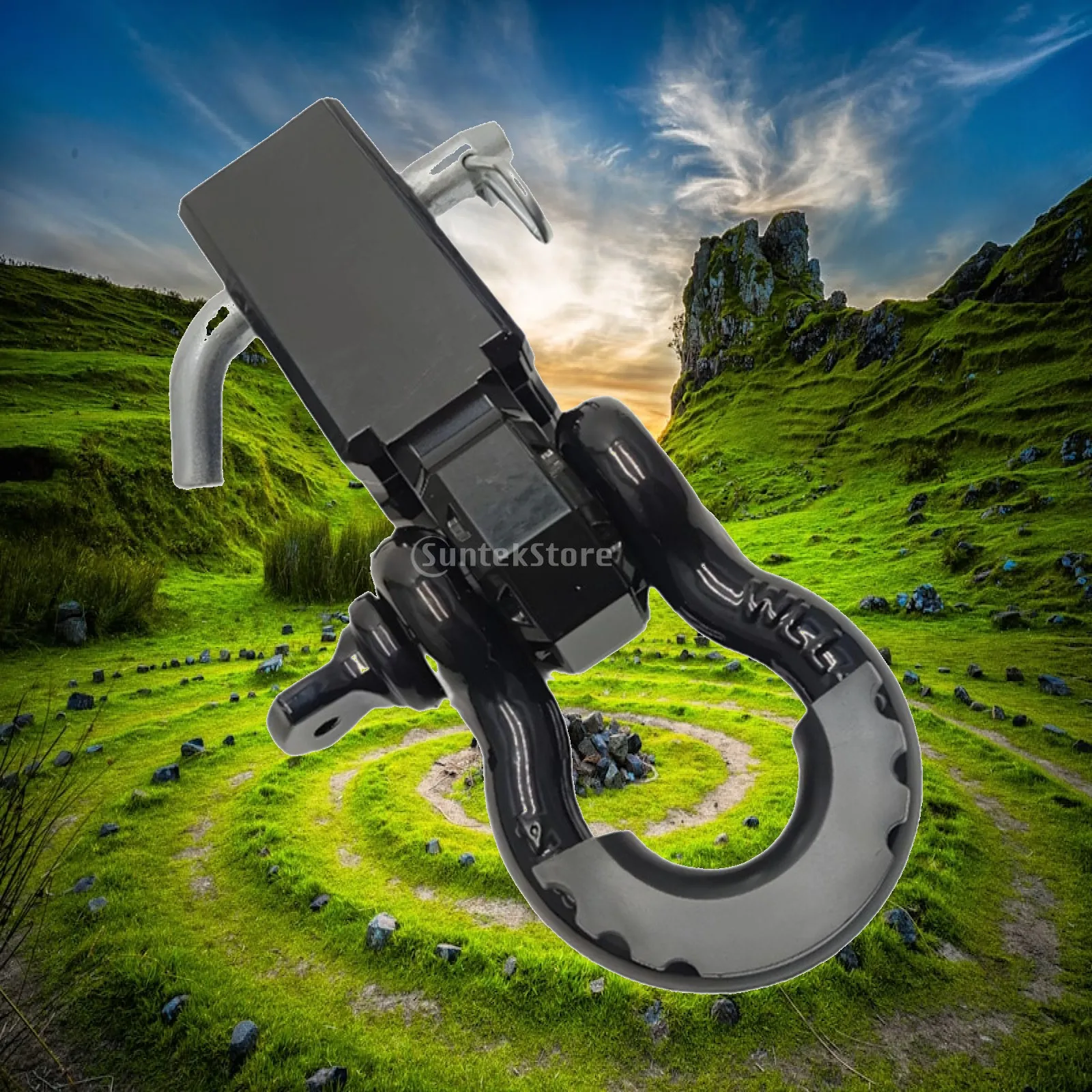 Versatile Trailer Hitch Receiver Arm with Shackle Mounting Hardware for Truck Offroad Rescue and Recovery Operations