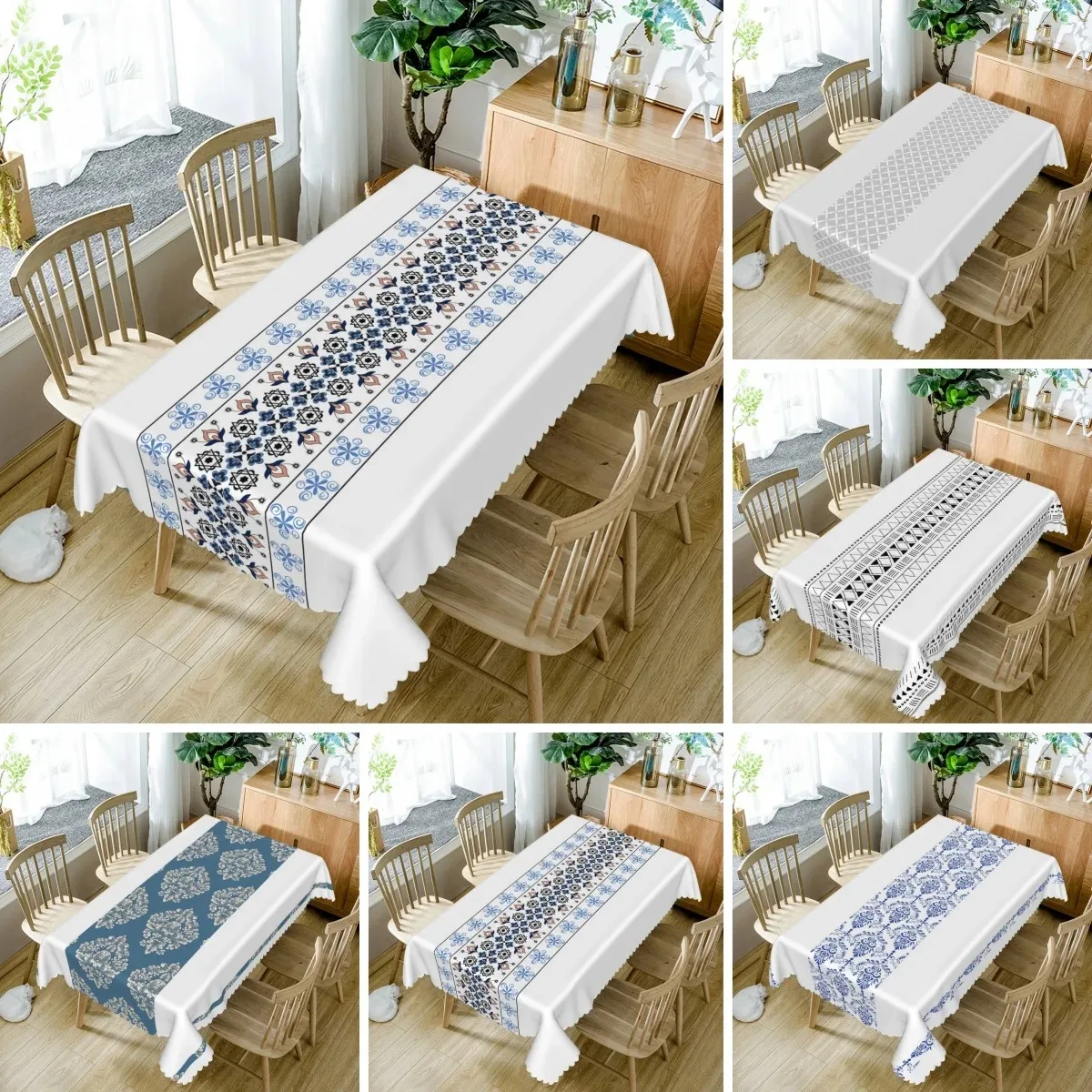 Vintage Ethnic Style Waterproof Tablecloth Polyester Rectangular Table Cover Dining Room Kitchen Party Decorative Table Cloth
