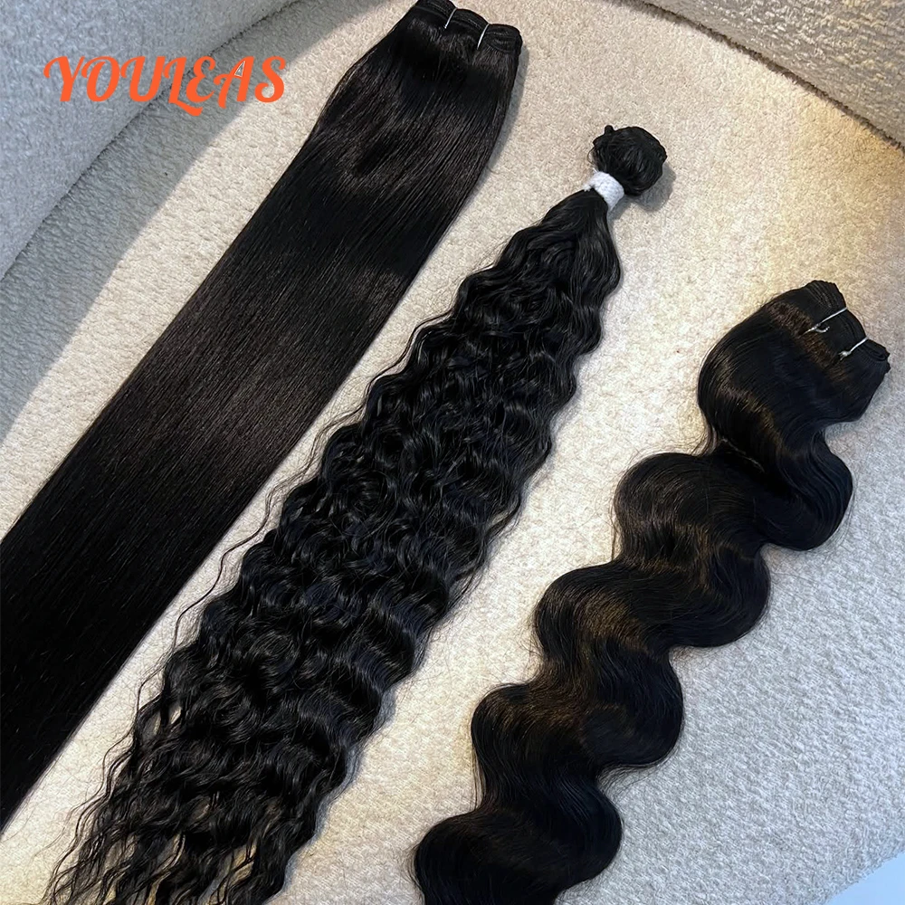 

Наращивание волос из 100% натуральных человеческих волос: прямые и волнистые пряди для женщин, 1-3 пучка