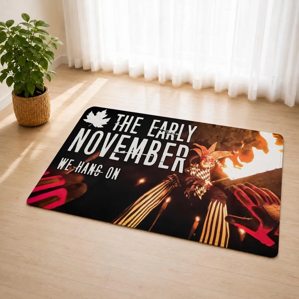 E-EARLY NOVEMBER Rock Logo Floor Mat Flannel Rug Soft Non Slip Door Mat For Bathroom Bedroom Kitchen Living Room Home Decor