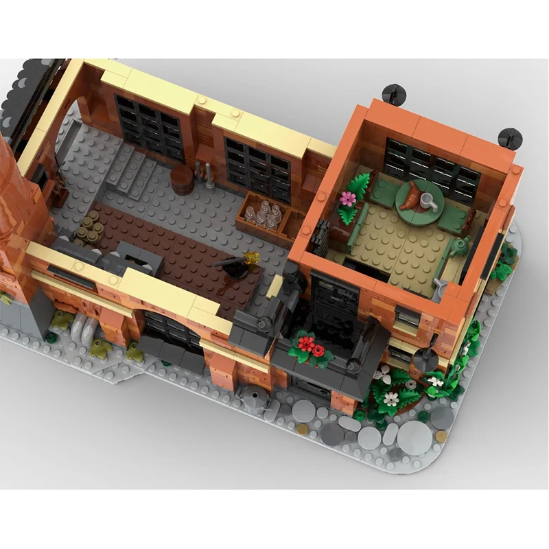 City Street View Model MOC Building Bricks Glass Work Factory Modular Technology Children Holiday Gifts Assemble Toys Suit