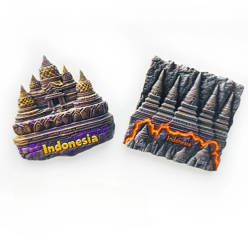 

Indonesia Volcanic Relics Refrigerator Stickers Borobudur Creative Magnetic Stickers Tourist Souvenirs Home Decoration