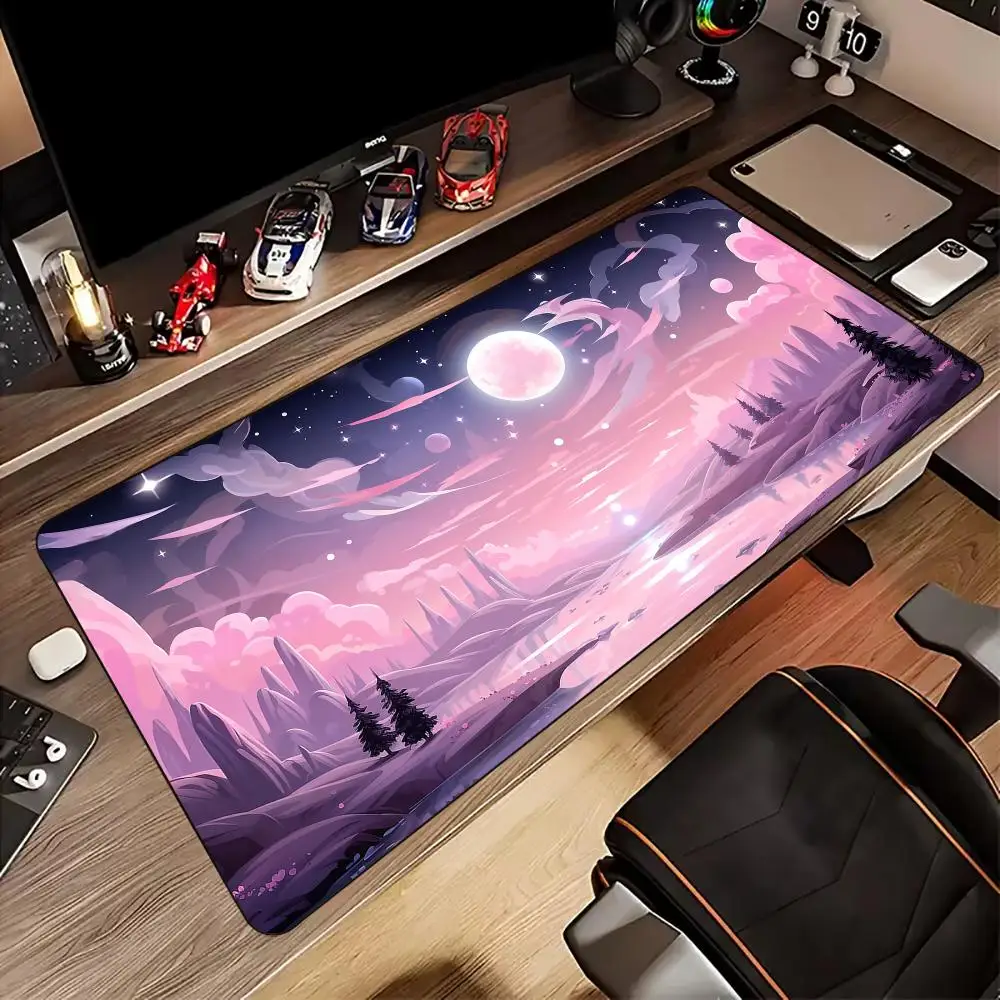 핑크 풍경 시리즈 마우스 패드 벚꽃 데스크 매트 게임 매트 고무 미끄럼 방지 베이스 PC 액세서리 키패드 확장형 마우스패드