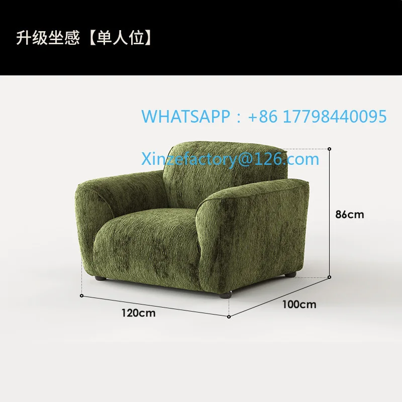 Sofá personalizable, sofá grande retro francés, fila recta, sala de estar, pequeño apartamento, sofá de tela de chenilla para tres personas