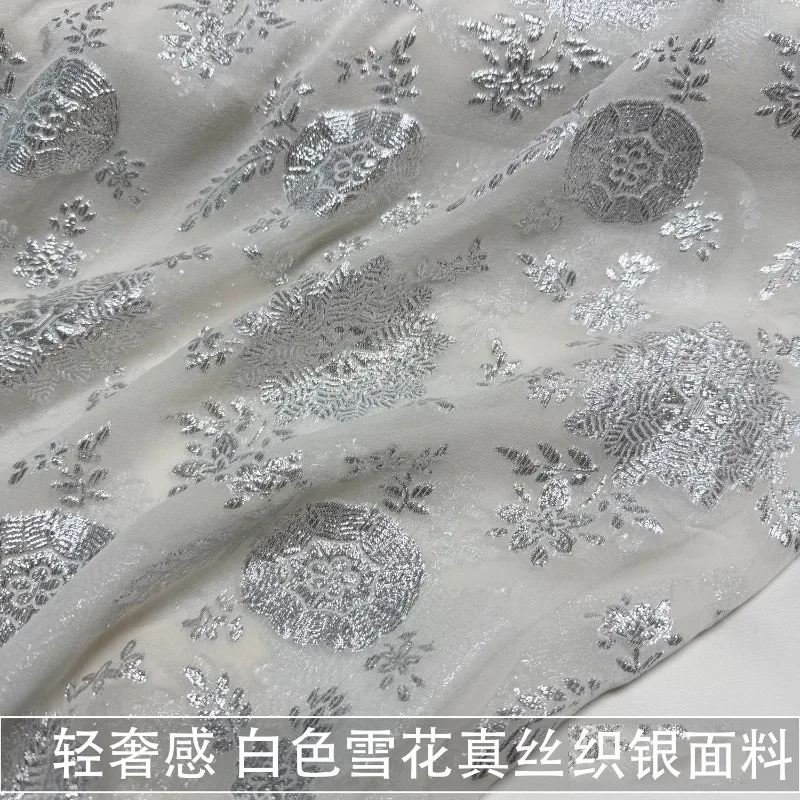 1meter-luxurious-off-white-snowflake-silk-silver-fabric-semi-transparent-dress-silk-satin-fabric