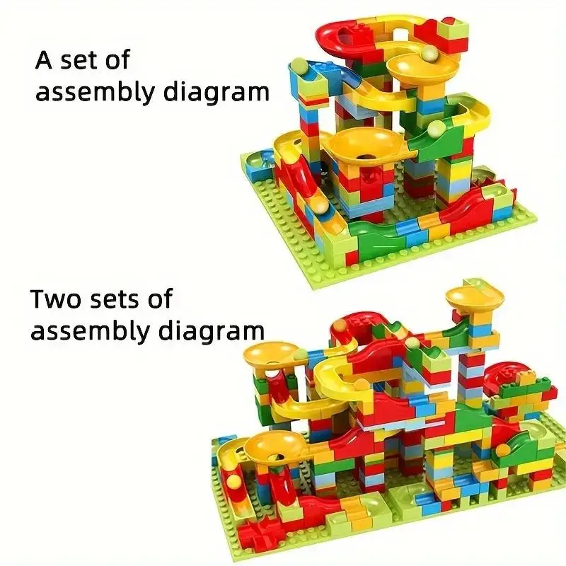 168pcs Building Blocks Track Marble Race Run Maze Ball Track Building Blocks Set, DIY Educational STEM Toy For Children