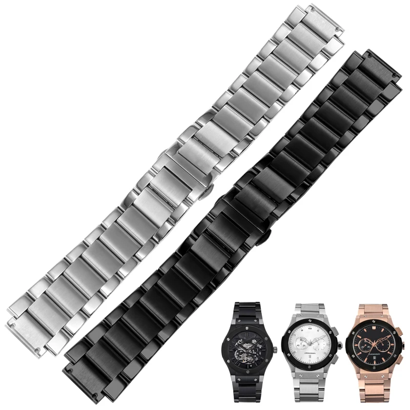 

Quality Solid Fine Steel Men's Watchband Suitable For HUBLOT BIG BANG Series Convex Interface Stainlesssteel Watch Chain