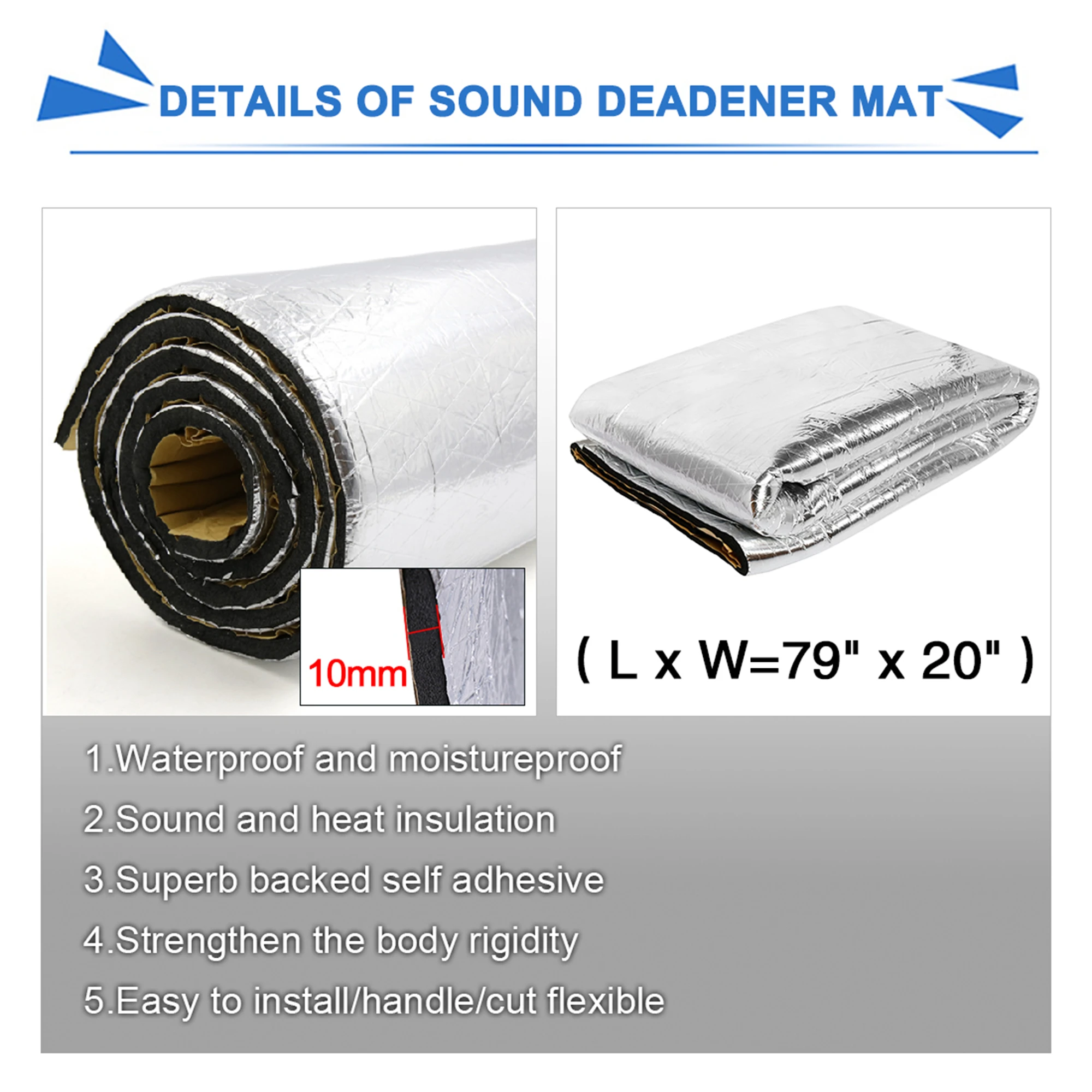UXCELL Automobile Universal Heat Insulation Pad Mat Aluminum Foil Foam Car Fender Engine Heat Sound Deadener Insulation Mat