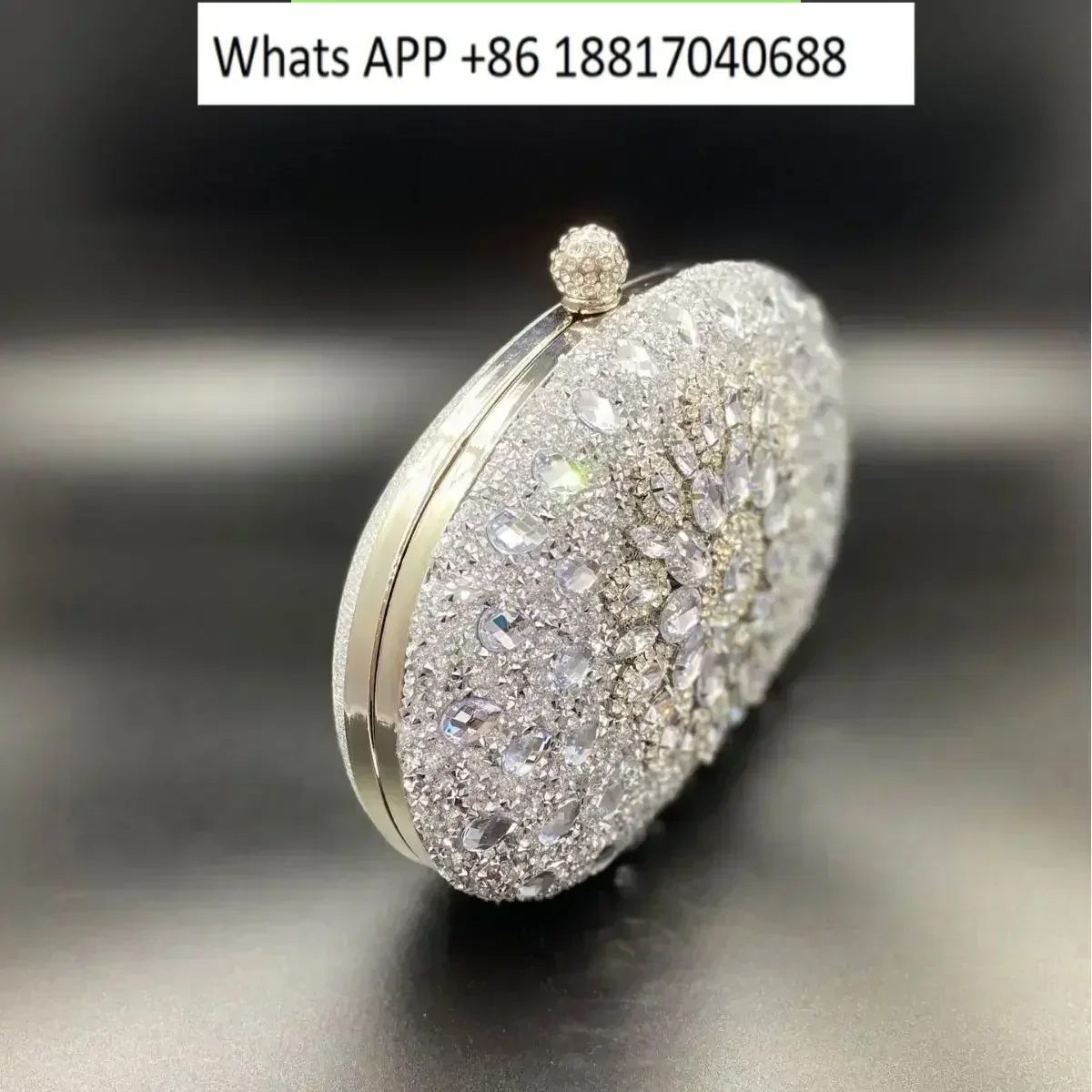 Shell bag full of diamonds, glittering pink glass, rhinestone bag, birthday, wedding, banquet, fashionable hand-held bag