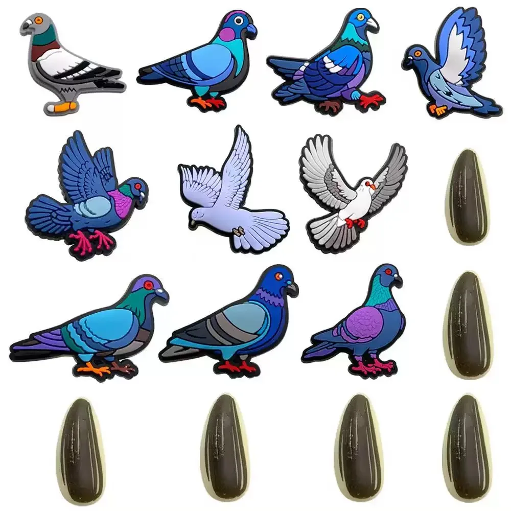 Wholesale 12-100Pcs Various Pigeon PVC Shoe Charms Dove of Peace Sandal Buckle Decorations DIY Kids Wristband view 3
