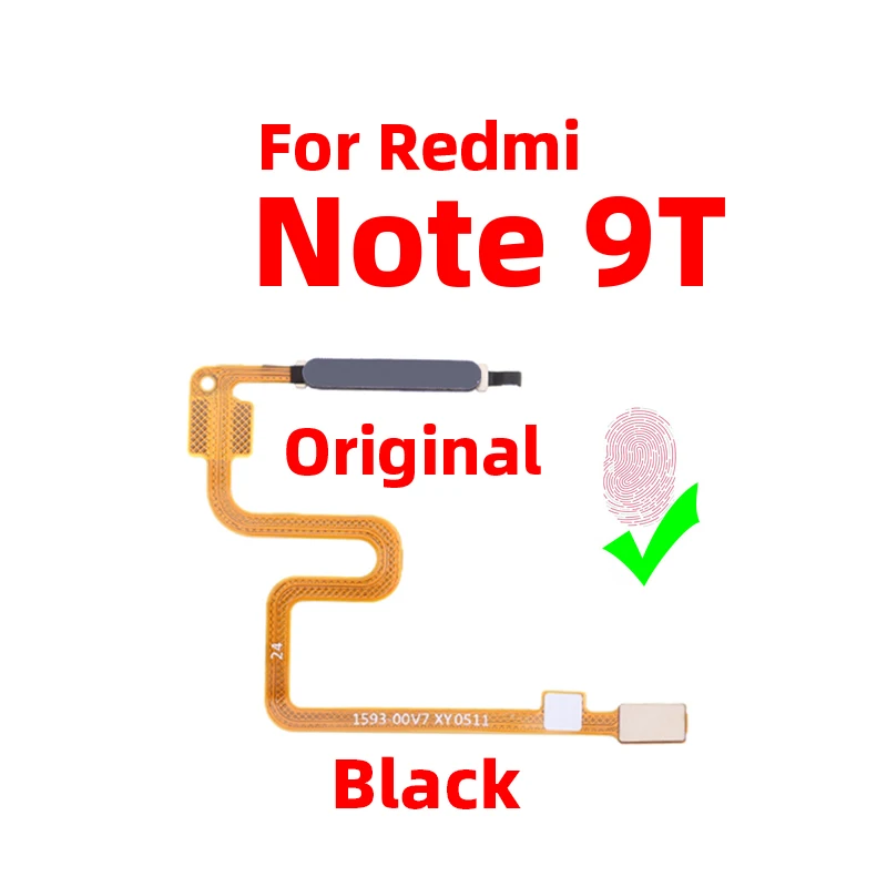 Original For Xiaomi Redmi Note 9T Fingerprint Sensor Home Return Key Menu Power Button Flex Ribbon Cable