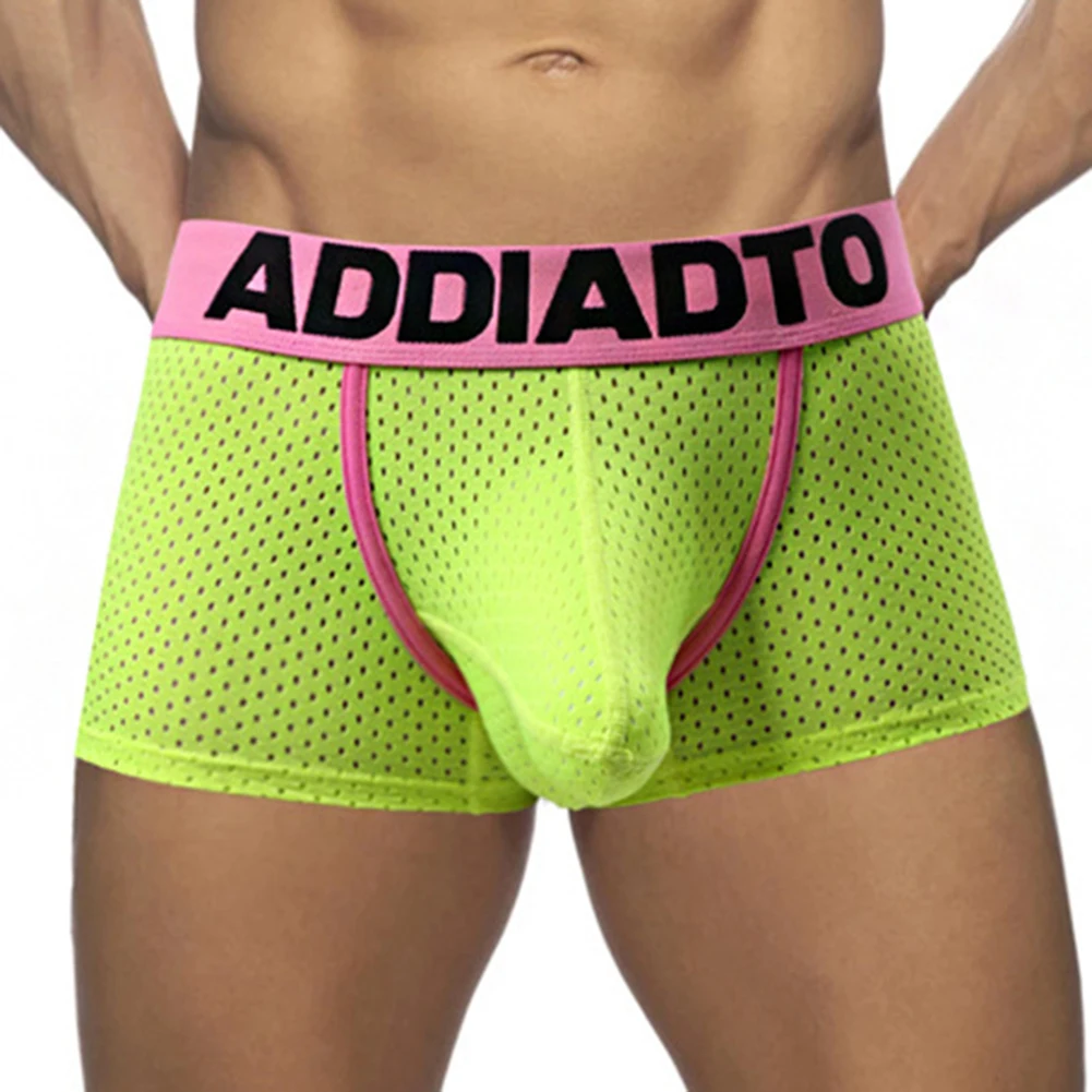 

Men's Breathable Low Waist Underpants with Mesh Fabric Pouch Boxer Briefs Offering Support and Comfortable Fit