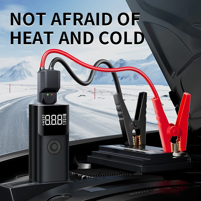 Multifunctional 2‑in‑1 Car Jump Starter & Air Compressor Portable Car Battery Booster Emergency Power Bank Tire Inflator