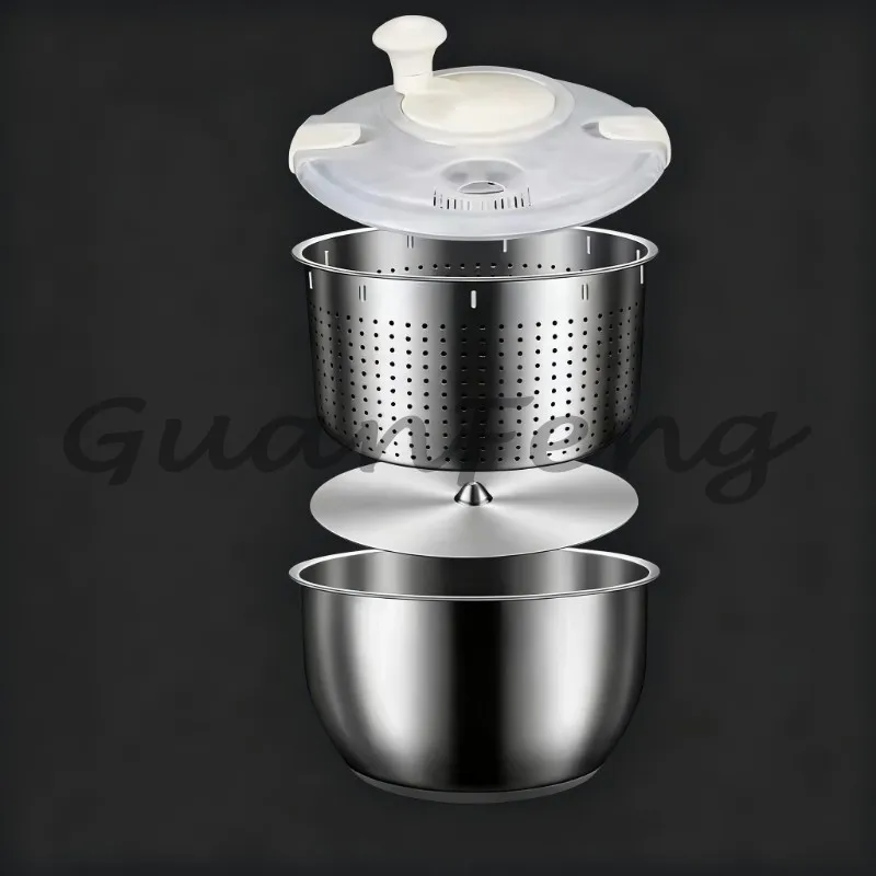 Stainless Steel Salad Dehydrator, Fruit & Vegetable Cleaning and Dehydrating Washing Machine