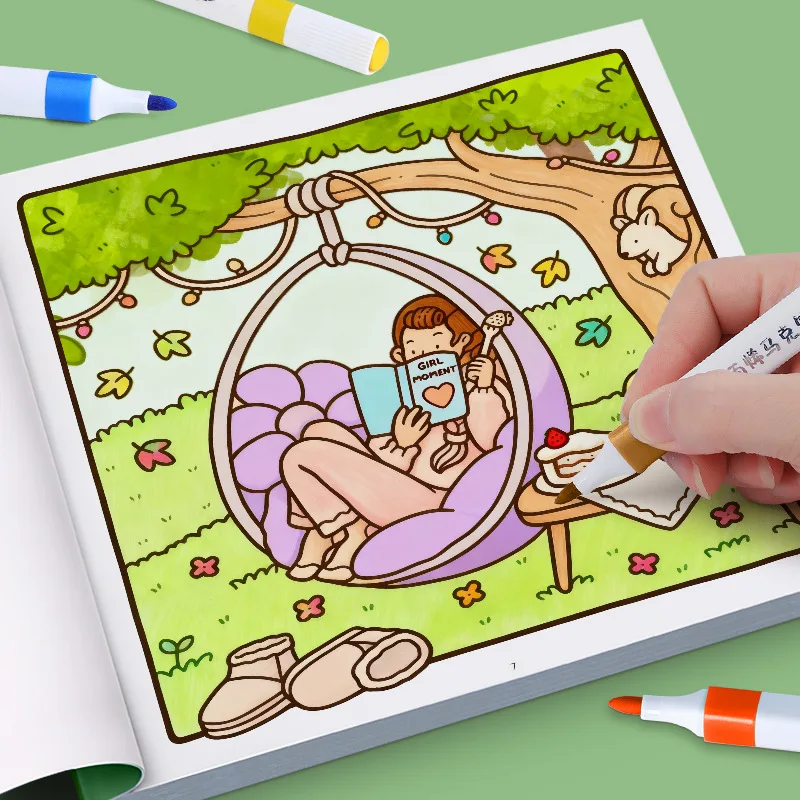 Gemaltes Malbuch für Kinder, gemütlicher Freund, süßes und bequemes Malbuch, Bilderbuch, Schule, Früherziehung, Aufklärung – Detail 5
