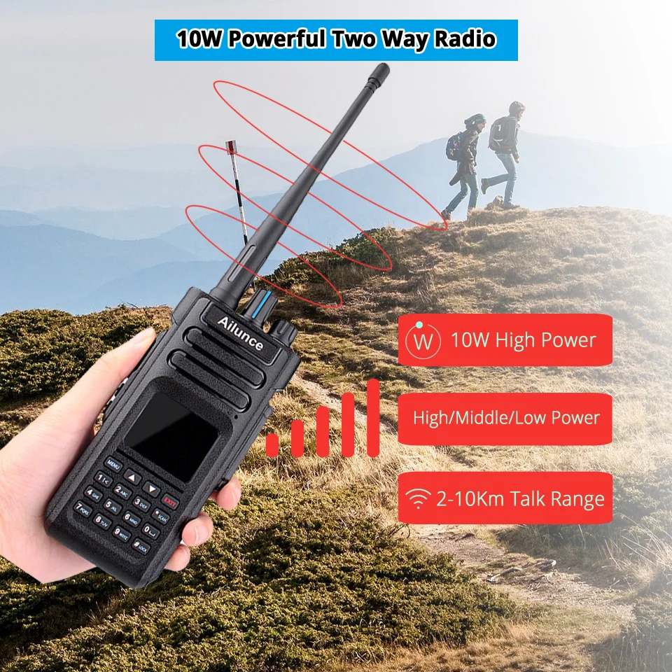 Ailunce HD1 dmr digitální walkie talkie šunka rádio dlouhé dosah amatér obousměrné rádio walkie-talkie GPS VHF UHF dvojí pás transceiver