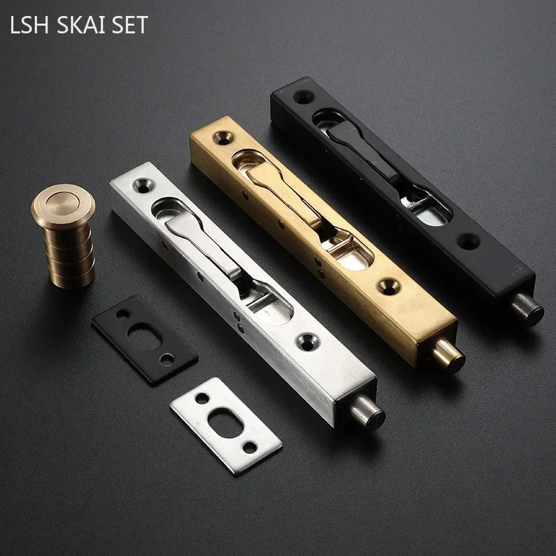 6/8/10 Inch Concealed Door Latch 304 Stainless Steel Door Security Lock Manual Sliding Window Latch Hasp Furniture Hardware Lock
