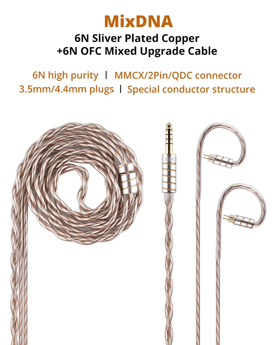 NICEHCK MixDNA 6N Sliver Plated Copper+6N OFC Mixed Material Audio