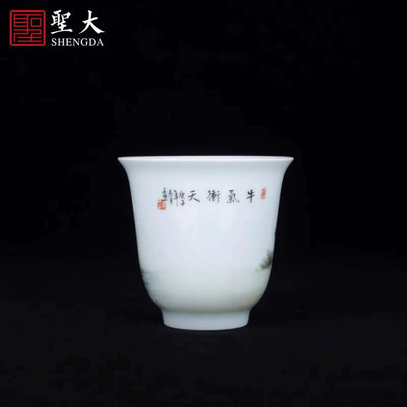 

|Chenlong Yuzhu tea cup ceramic hand-painted pastel bullish Master Cup Jingdezhen all manual tea set tea cup