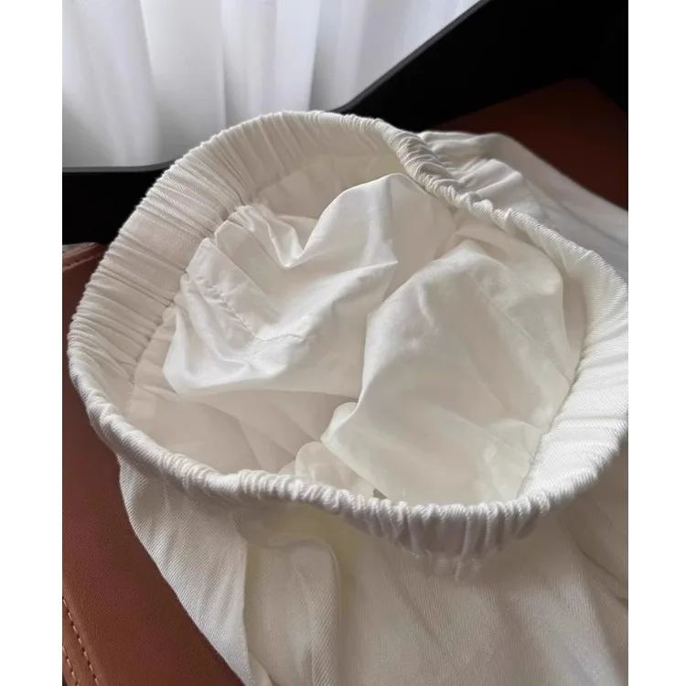 Pantaloni a gamba larga in lino di cotone di fascia alta Pantaloni estivi da donna in lino bianco a taglio dritto allentato Pantaloni lunghi casual a vita alta