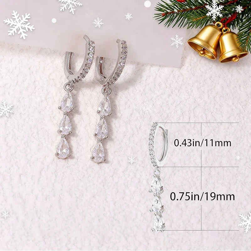 

Серьги-подвески из позолоченного золота 14K с лабораторными цирконами, гипоаллергенные, в стиле «Трилогия», изящные, для женщин, ювелирный подарок