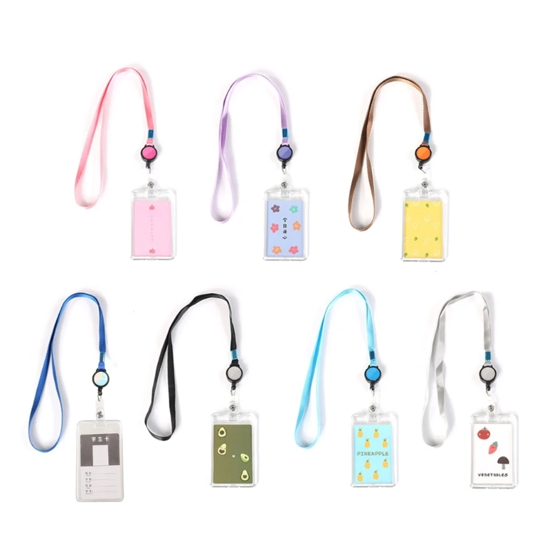 Retractable Badge Holder with Hanging Lanyard Vertical Clear Holder