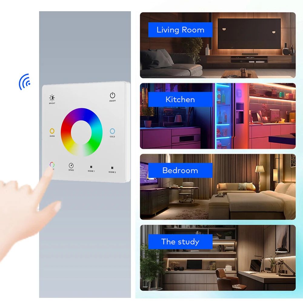 Tuya Zigbee 3.0 COB RGB + CCT LED Strip Liner Light 24V Dimbare Room Decor Lamp RF Touch Panel afstandsbediening voor Alexa Google Assistent