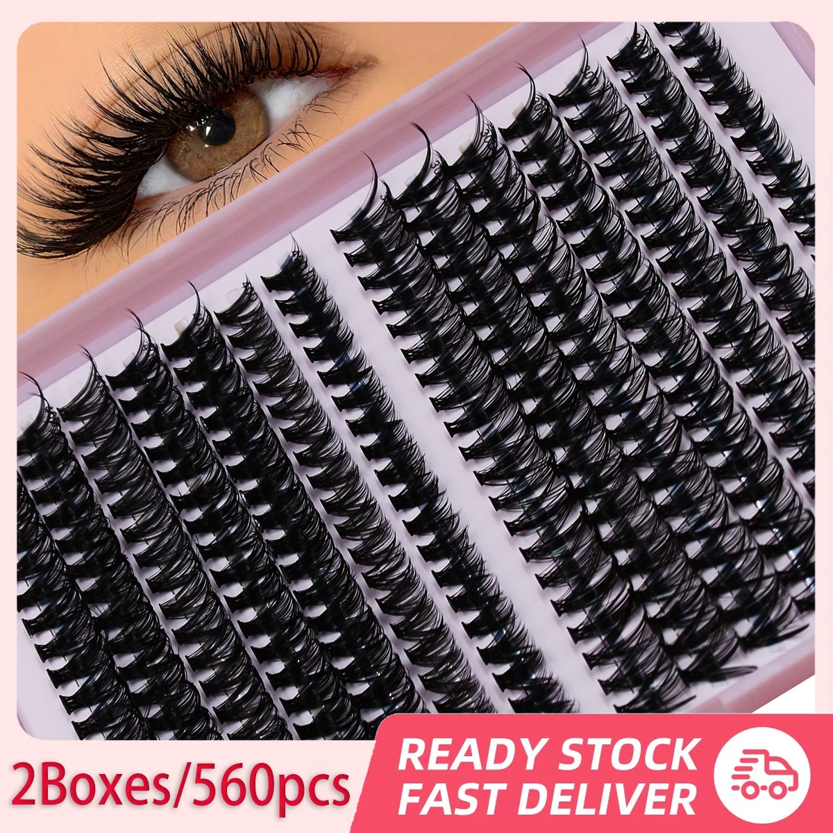 2Boxes/560pcs Individual Lashes 280pcs Cluster Lashes DIY Lash Extension 9-15mm Mix Length,  False Eyelashes D Curling Extension