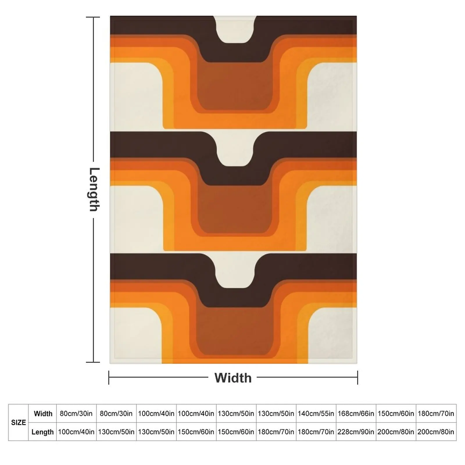 Mid-Century Modern Meets 1970s Orange Throw Blanket Softest Custom Loose Moving Blankets