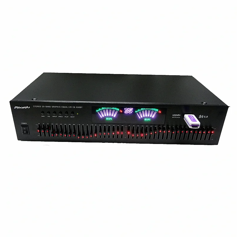 المدمج في بلوتوث 5.0 EQ666BT ستيريو 40 الفرقة الرسم Equcizer المزدوج 20 الفرقة EQ KTV الرئيسية مكبر للصوت لهجة موالف مع شاشة LED