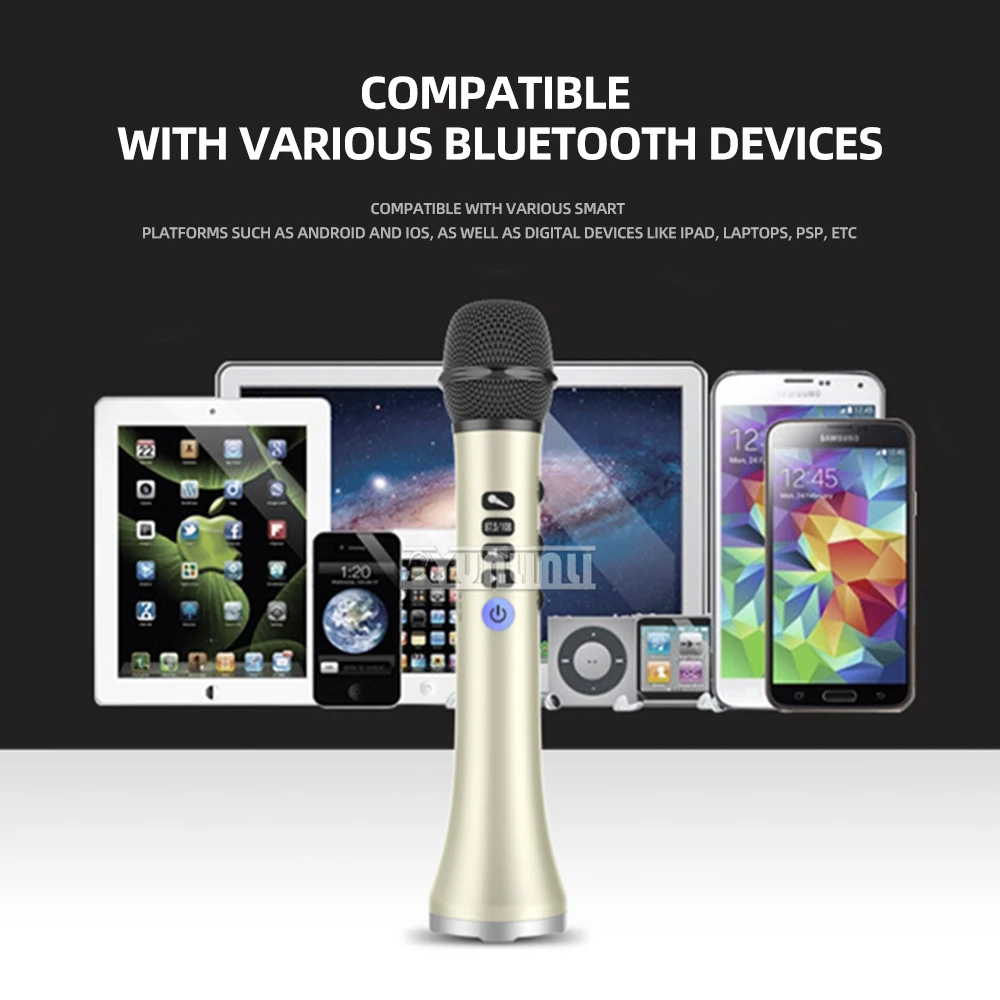 Microfone de karaokê sem fio Bluetooth Sistema de áudio doméstico portátil Microfone de canto para celular com qualidade de som integrada